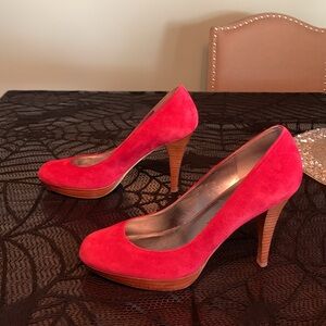Sexy Red Suede Heels, sz 6.5, Marc Fisher